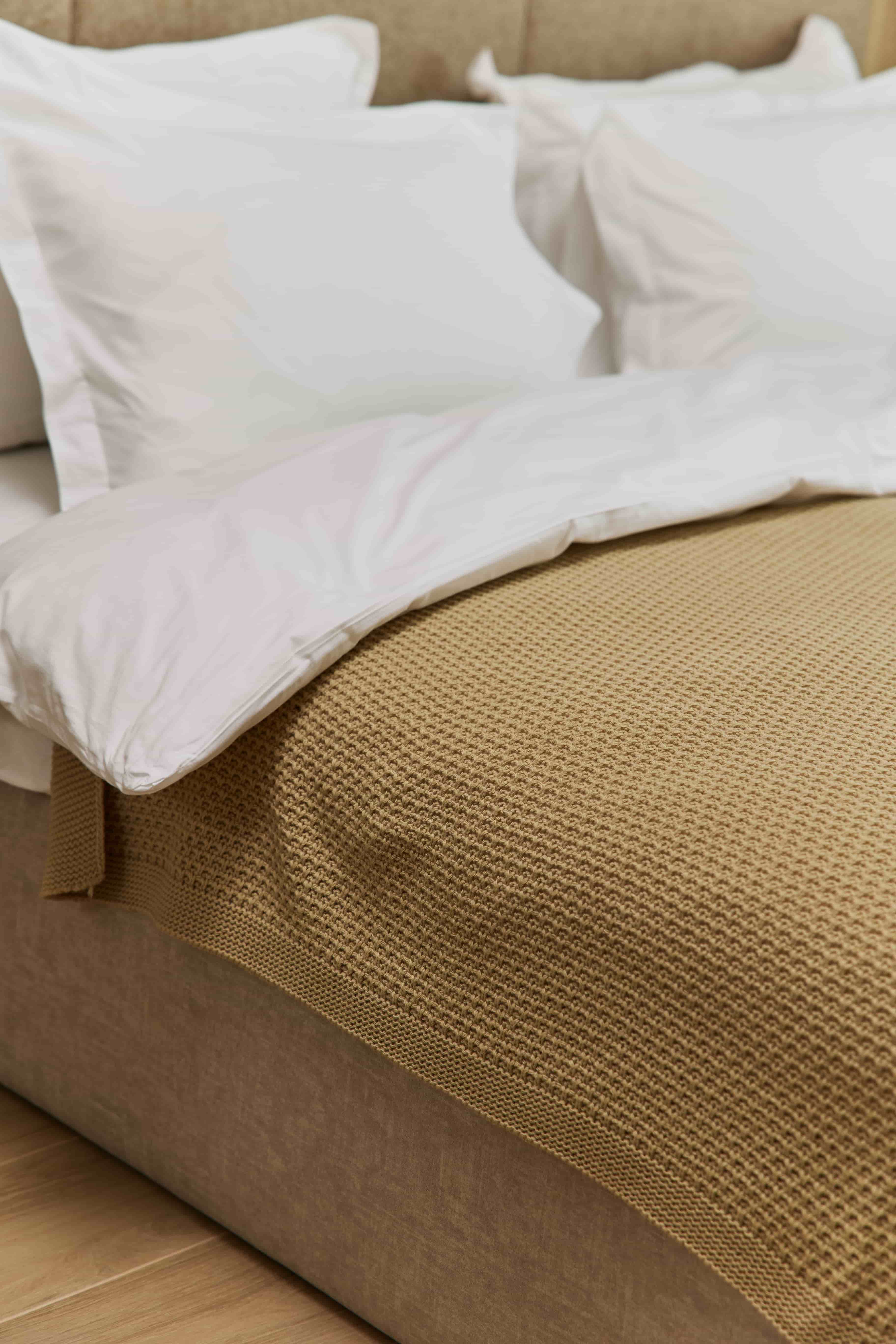 Вязанный плед PEARL beige Плед акрил 50% вовна 50% 140*200  3
